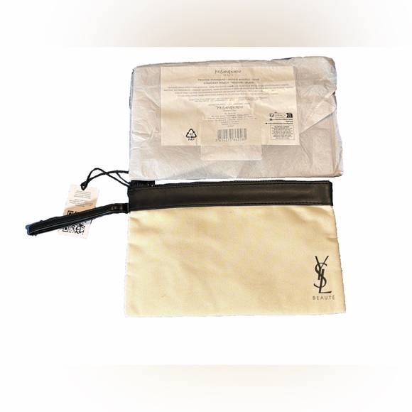 YSL Yves Saint Laurent Black Vegan Leather & Cream Canvas Bag w Blk Mascara 2 ml - Picture 16 of 16